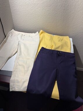 Three-Pair Women's Pants Bundle - Cream, Yellow, Navy